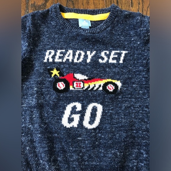 babyGap Boys 2/2T Heathered Navy Blue Knit Crewneck Sweater w/Racing Car - VGUC! - Picture 5 of 7